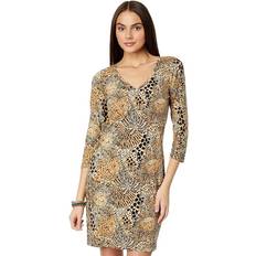 Dresses Lilly Pulitzer Womens Tessa 3/4 Sleeve V-Neck Dress Rattan Walk On The Wild Side One