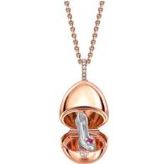 Gioielli Faberge 18ct Rose Gold Diamond Bail Ruby Set Shoe Surprise Locket