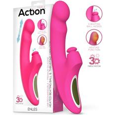 Enles Triple Motor Vibrator with Heated Beating Ball & Thrusts Pink rosa
