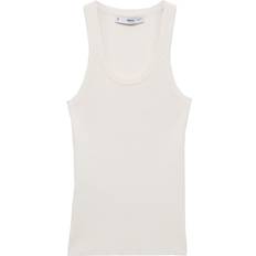 Dame - Stof Bluser Mango Knit Strap top Kvinde Langærmede Bluser hos Magasin Natural White