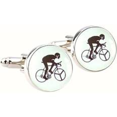 Bassin and Brown Round Cycling Cufflinks White/Black