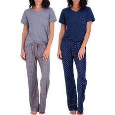 Real Essentials Pack: Women’s Plus Pajama Sets Ladies Short Sleeve V-Neck Tops Pants Bottoms Bamboo Pijama Mujer comfy Soft PJ fashion Sleepwear Lightweight Fall Clothing Sleep Lounge Night Wear- Set 6, 2X