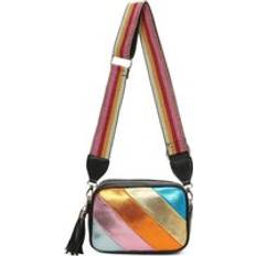 Orange Crossbody Bags Ise Multicolor Metallic Stipe Camera Crossbody Bag With Tassel Charm & Canvas Strap Orange One Size