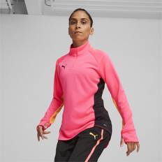 Puma Individualblaze Women's Quarter-Zip Football Top Shirt, Sunset Glow/Black