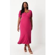 Clothing Coast Plus Sweetheart Neck Twist Front Midi Pencil Dress Berry