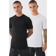 boohooMAN Mens Pack Muscle Fit T-Shirt Multi