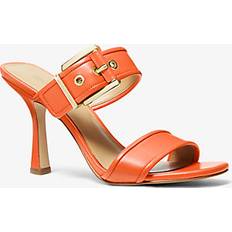 Orange Heeled Sandals Michael Kors Colby Leather Sandal - Orange