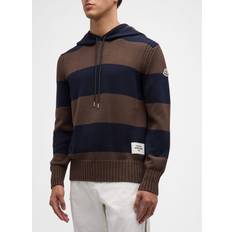 Moncler Blåa - Bomull Tröjor Moncler Cotton Striped Knitted Hoodie beige