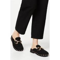 Faux Leather Clogs Faith Mon Snaffle Detail Studded Closed Toe Clog Mules Natural Black