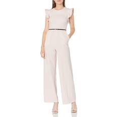 Calvin Klein Jumpsuits & Overalls Calvin Klein Belted Flutter Sleeves – Women’s Jumpsuit for Casual and Professional Occasions, Petal/White