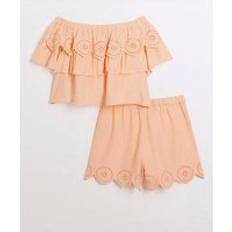 Orange Other Sets Children's Clothing River Island Girls Broderie Bardot Shorts Set Orange, Orange, Age: 11-12 Years, Women age: 11-12 YEARS