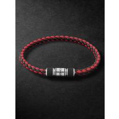 Chopard Classic Racing Woven Leather and Silver-Tone Bracelet Men Red