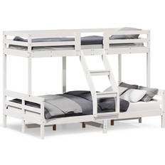 Rangement Intégré Lits et Matelas Homie Lit Superposé 80x200/120x200 cm Blanc Bois De Pin Massif