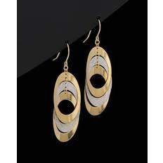 Italian Gold 14K Two-Tone Triple Oval Dangle Earrings