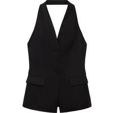 Linen Vests Mango Halter neck linen waistcoat black Woman Black