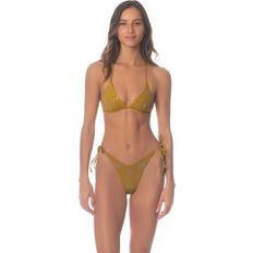 Beige Bikinis Maaji Olive Palmetto Balminess Fixed Triangle Bikini Top Green MD