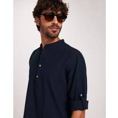 Selected Homme Slhregnew-Linen Shirt Tunic Ls Band Kortärmade skjortor Sky Captain