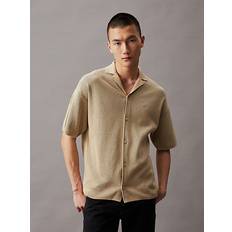 Calvin Klein Beige Skjorter Calvin Klein Waffle Knit Short Sleeve Shirt Khaki