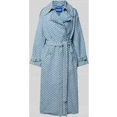 Denimi Takit HUGO Denim Trench Coat With Checkerboard - Jacquard