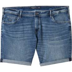 Jeans Tom Tailor Herren Plussize Slim Jeans Bermuda Shorts mit Stretch, mid stone wash denim