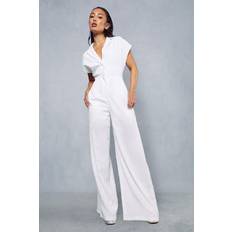 Clothing Misspap Linen Look Wide Leg Jumpsuit White