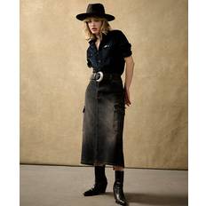 Natural - Short Skirts Superdry Pure Organic Cotton Denim Cargo Midi Skirt - Black