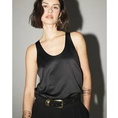 River Island Överdelar River Island Womens Black Scoop Neck Satin Tank Top