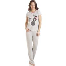 Grey Pyjamas Camille Zebra Motif Pyjama Set Grey 14-16