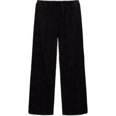 Lace Trousers & Shorts Pull&Bear Broderie Drawstring Waist Trouser Co-Ord - Black