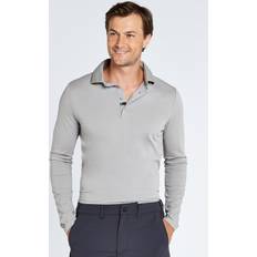 Silver Polo Shirts dubarry Freshford Mens Long Sleeved Polo - Platinum