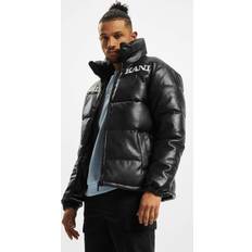 Kunstleder Jacken Karl Kani Retro Fake Leather Puffer Jacket Schwarz