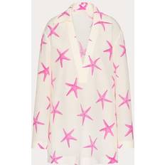 Valentino Rosa Klänningar Valentino STARFISH CREPE DE CHINE SHORT DRESS Wo IVORY/PINK PP