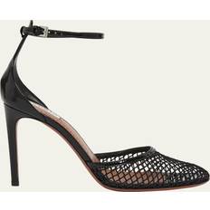 Alaïa Black Shoes Alaïa Fishnet Patent Ankle-Strap Pumps NOIR