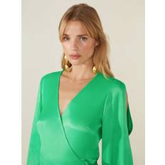 Clothing Ro&Zo Satin Cold Shoulder Wrap Dress, Green