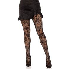 Dame - Pink Strømpebukser Leg Avenue Wild Rose Net Tights 9730 Black