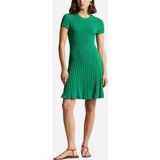 Polo Ralph Lauren Grønne Kjoler Polo Ralph Lauren Cable-Knit Short-Sleeve Sweater Dress Scarab Green