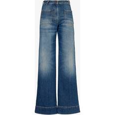 Victoria Beckham Womens Indigo Wash Alina Stretch-denim Wide-leg High-rise Jeans