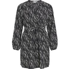 Short Dresses on sale Vila Patterned Long Sleeved Wrap Dress