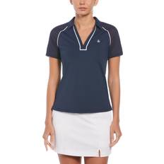 Golf - Mujer Ropa Original Penguin V-Neck Mesh Block Short Sleeve Golf Polo Shirt - Black Iris Blue