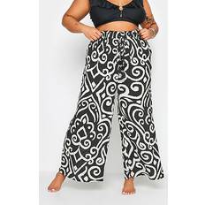 Normal Waist - Women Trousers Yours Abstract Print Crinkle Black