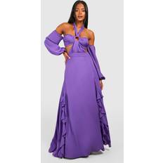 boohoo Womens Halter Cut Out Chiffon Maxi Dress Purple