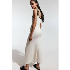 H&M Short Dresses H&M Ladies White Flared-skirt rib-knit dress