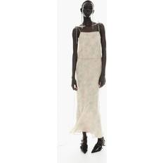 H&M Damen Slipkleid aus Chiffon mit Bindedetail Beige