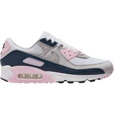 Men - Pink Running Shoes Nike Air Max 90 M - White/Pink Foam/Armory Navy/Wolf Grey