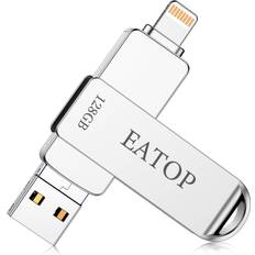 EATOP Flash Drives 128GB Intended for iPhone 15, Memory Stick Storage for Photos and Videos, USB External Memory Storage Flash Drive Compatible with iPhone iPad Android and Computers Silver