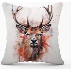 Garden & Outdoor Furniture Watercolour Splashart Stag Face Cushion