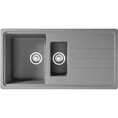 Franke Grey Kitchen Sinks Franke junos jsd651-97ug 1.5 bowl tectonite inset