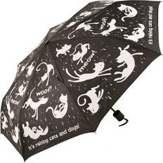 Soake Black/White Raining Cats & Dogs Folding Umbrella