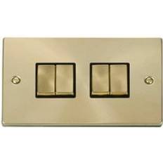 Electrical Accessories SE Home Satin Brushed Brass 10A 4 Gang 2 Way Ingot Light Switch Gold