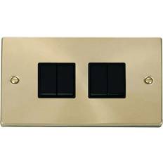 Electrical Accessories SE Home Satin Brushed Brass 10A 4 Gang 2 Way Light Switch Gold